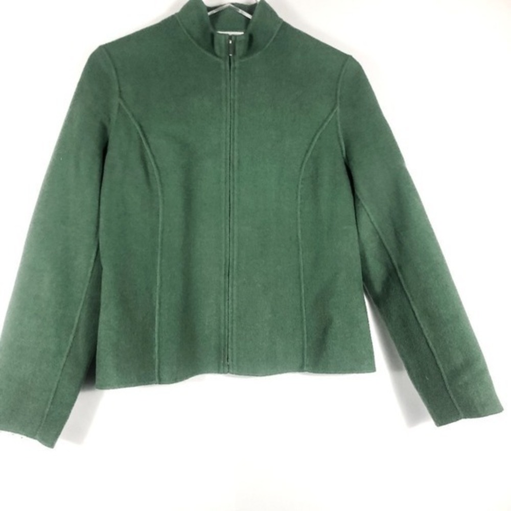 Charter Club Green Wool Blend Blazer Jacket‎ Womens Size Medium Petite